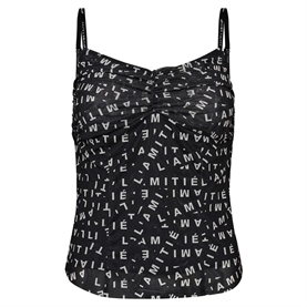 Haute L'Amitie Logo Mesh Strap Top, Sort 